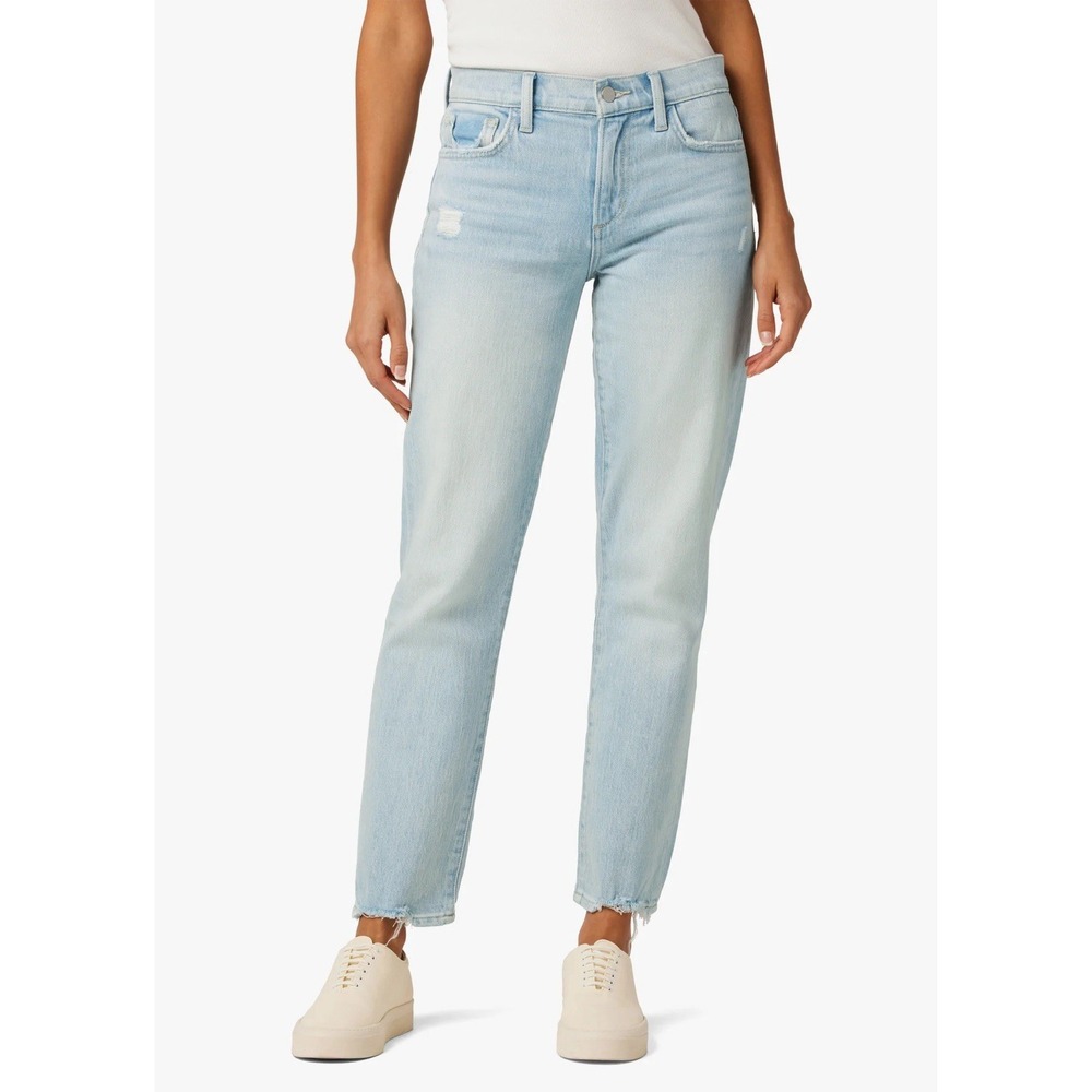 Joe's Jeans The Lara Womens 29 Light Wash Distressed Mid Rise Cigarette Raw Hem